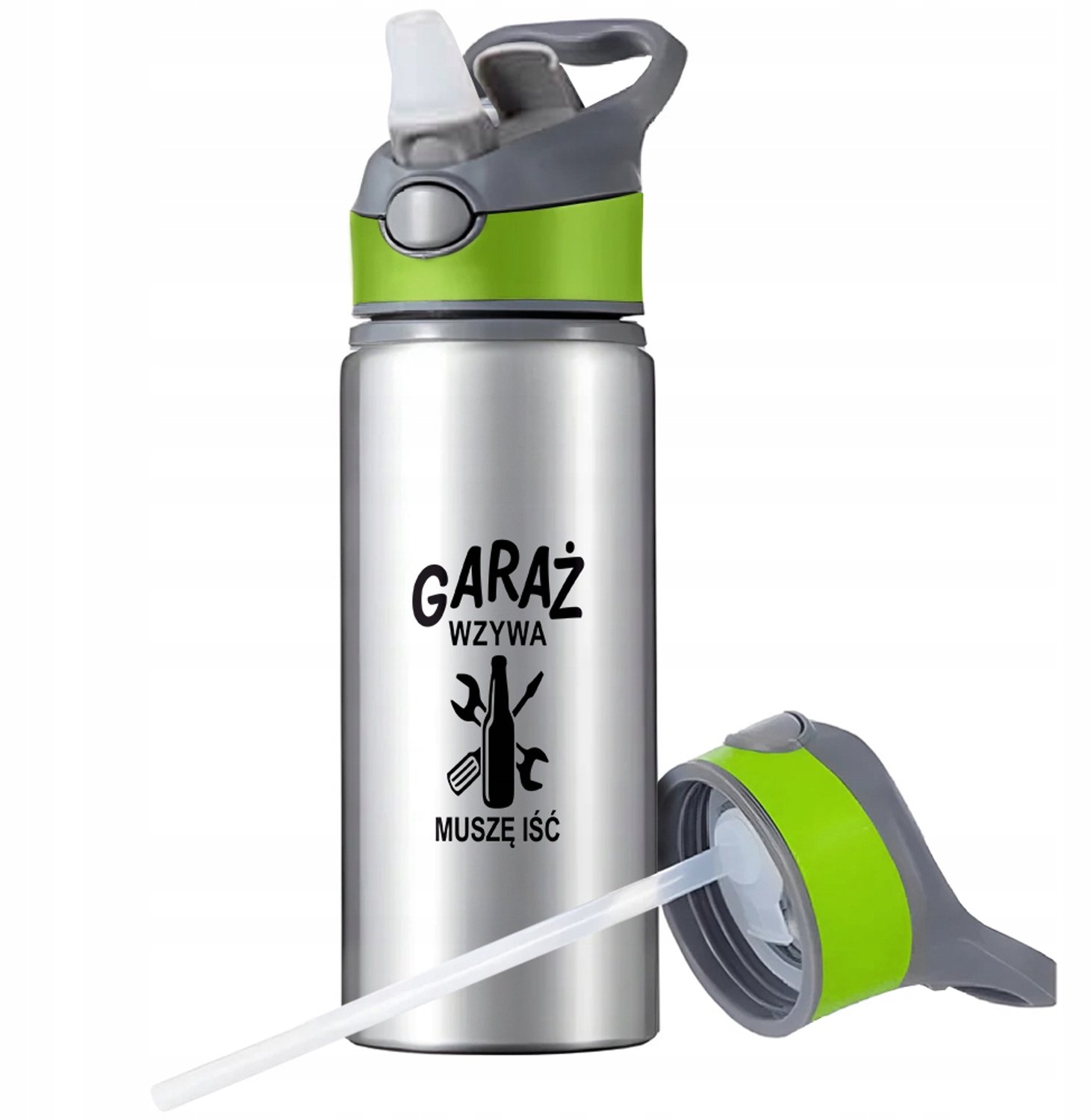 Sport Bidon Aluminium 650ml met Rietje en Handvat