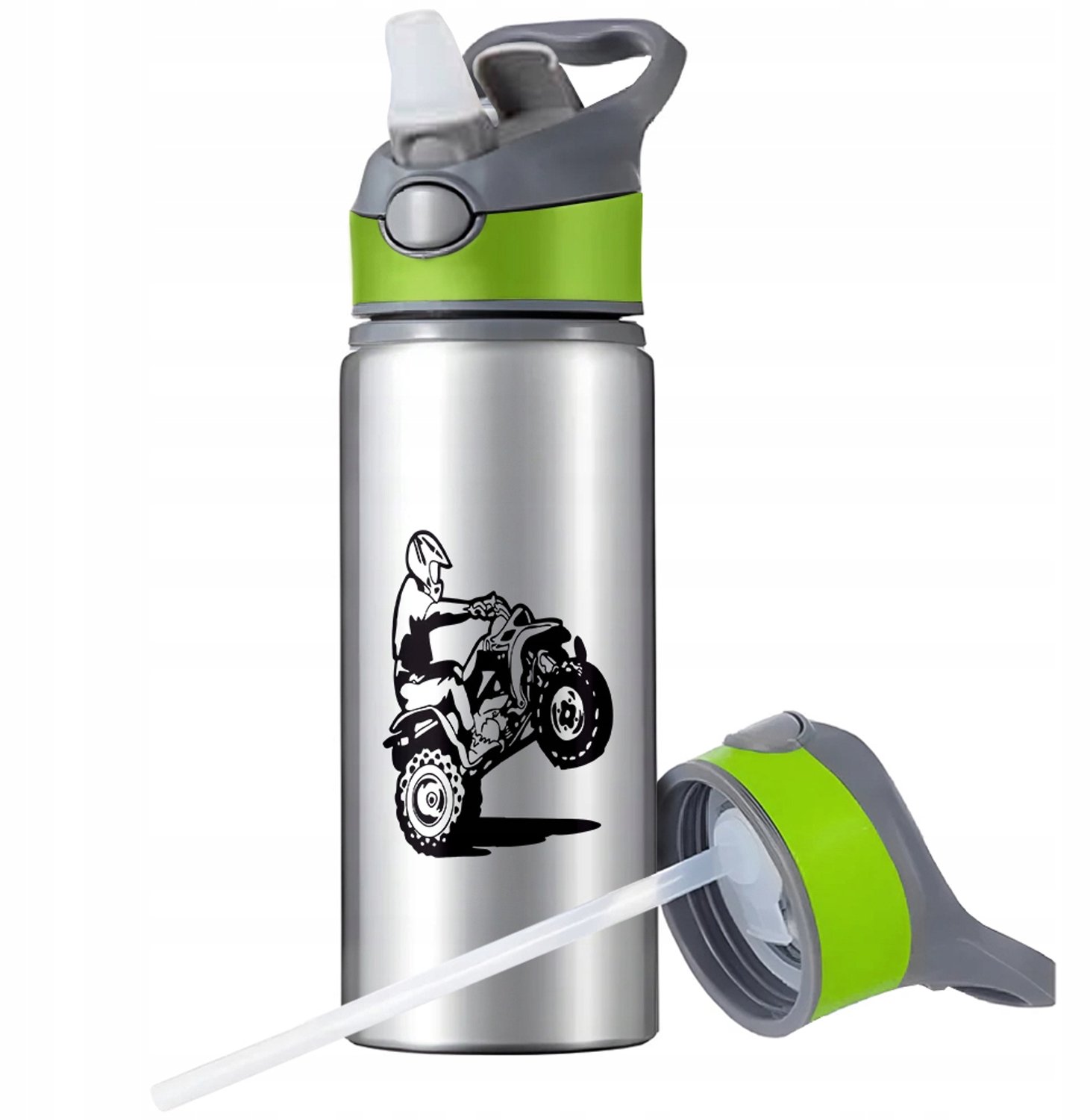 Aluminium Sport Bidon 650ml met Rietje en Handvat - Ideaal voor Outdoor