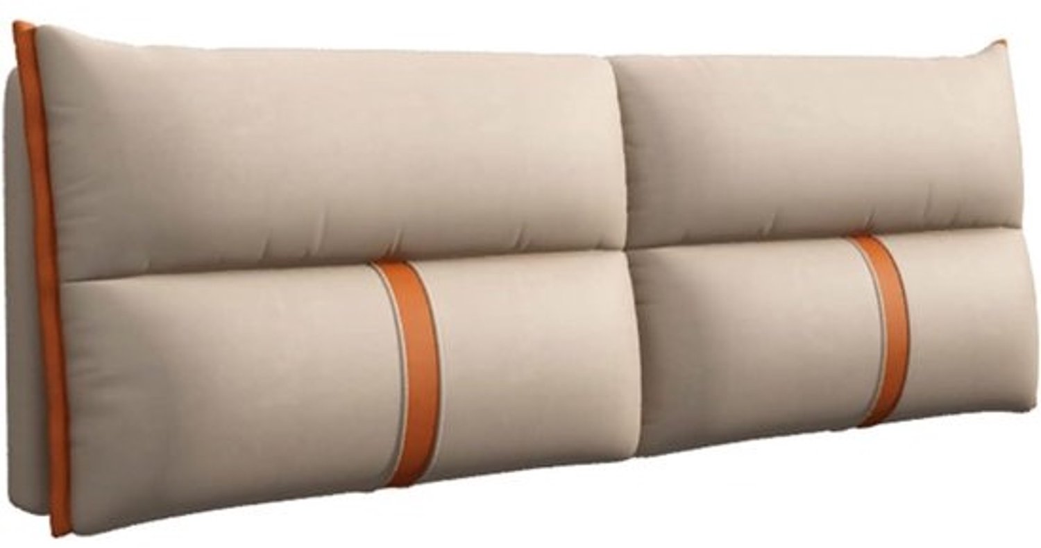 Gestoffeerd hoofdkussen - Wandkussenrugleuning - Bedcomfort verhogen - Met zijvak - 90x60x10 cm - Beige