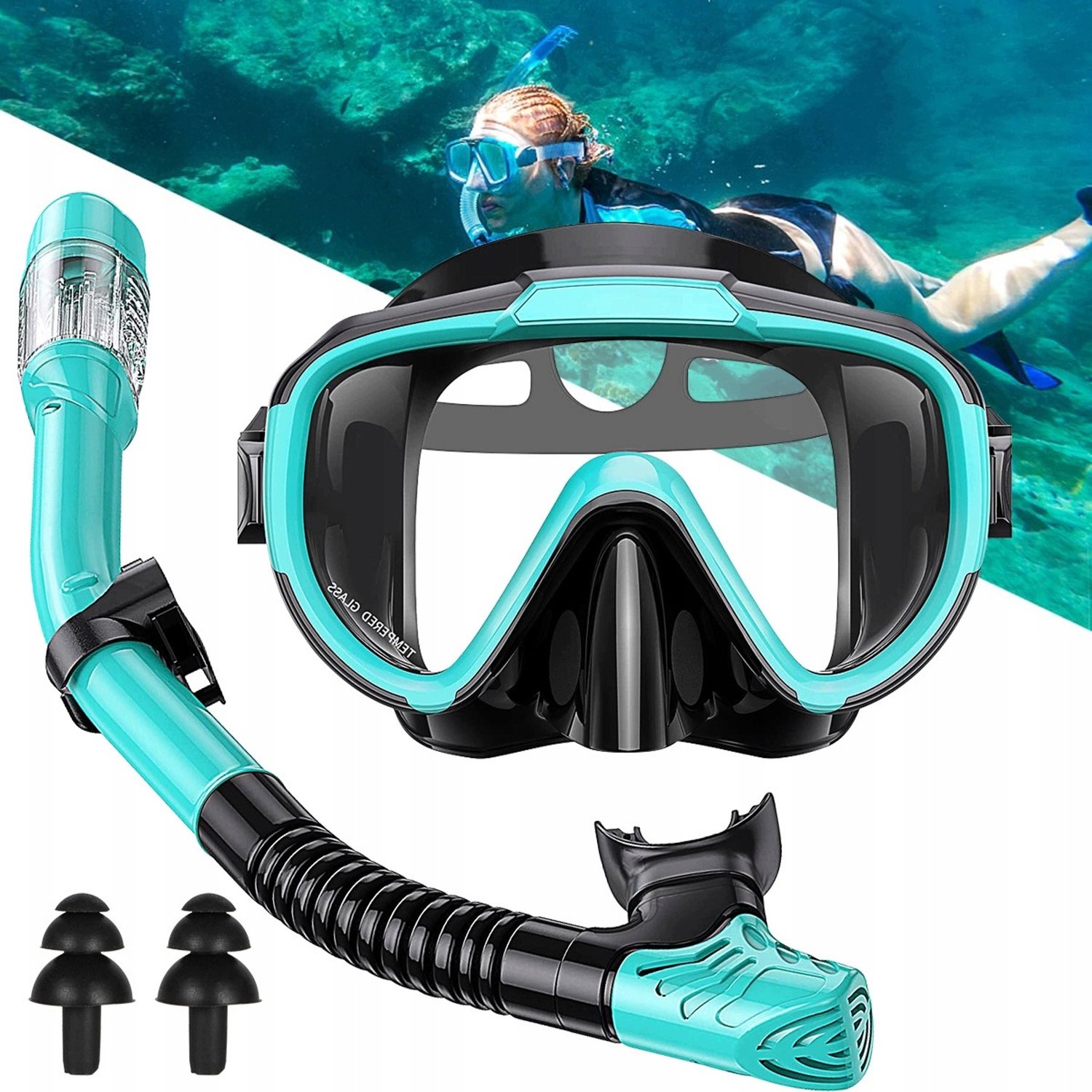Duikset Volwassenen: Masker & Snorkel met Helder Zicht