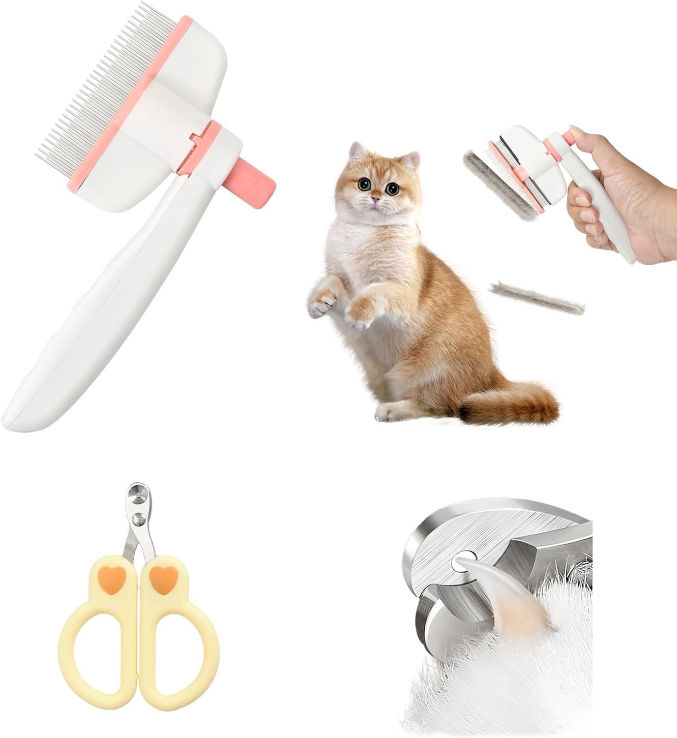Famanu - Huisdierenverzorgingsset - Verwijdert effectief dierenharen - Inclusief nagelknipper - Kleur onbekend