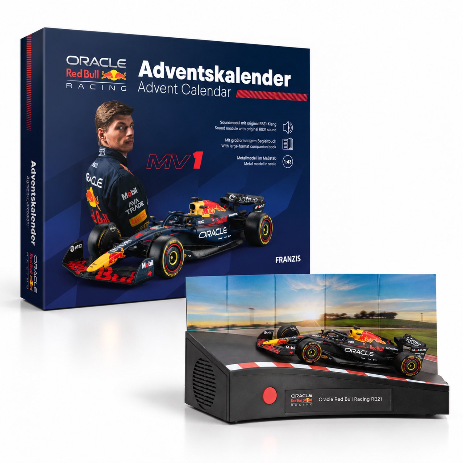 Franzis Adventskalender - 67265 Oracle Red Bull Racing RB21 - Max Verstappen - Formule 1 - Adventskalender met Geluid Metalen