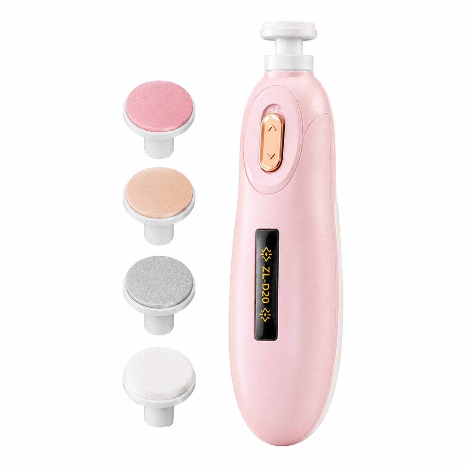 Elektrische nagelknipper - op batterijen - roze - met 4 opzetstukken - voor babyverzorging