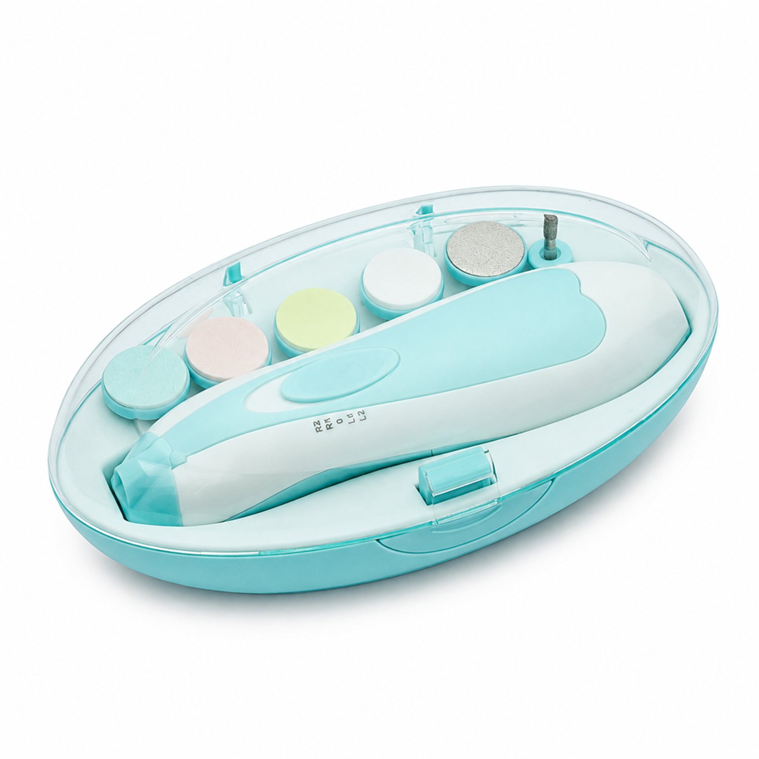Elektrische nagelknipper - EM-1 - ontwerp ter voorkoming van krassen - draagbaar model voor moeder en kind - kleur blauwgroen