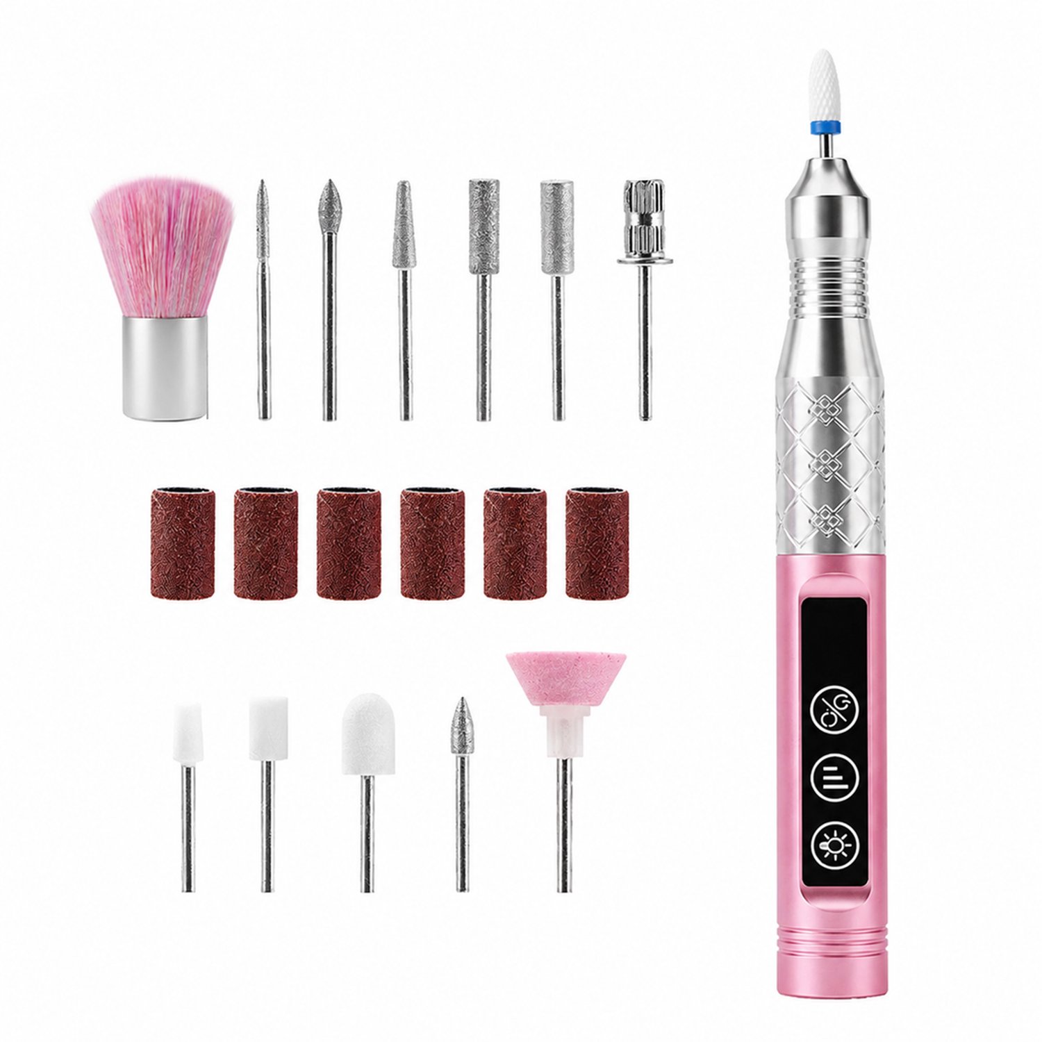 elektrische nageltrimmer - 5 snelheden - USB-oplaadbare lithiumbatterij - voor dagelijks, thuis- en commercieel gebruik - met 6 slijpkoppen