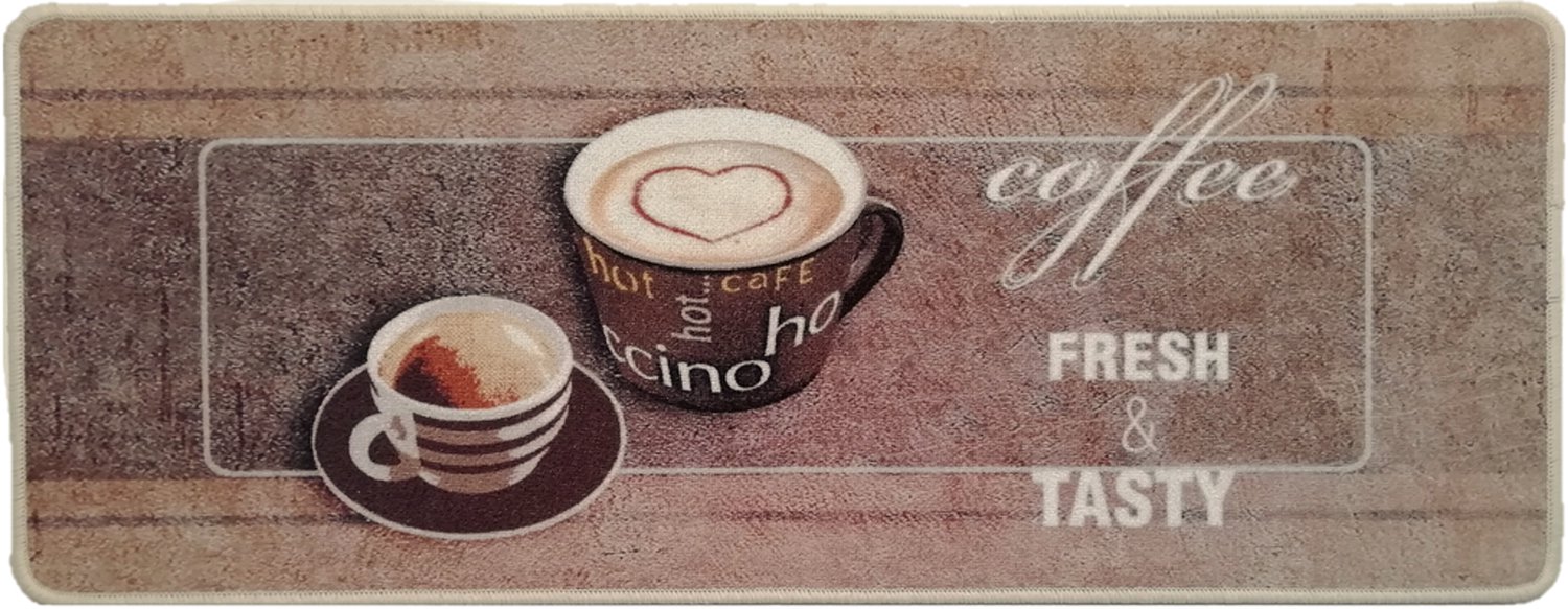 Deco-flair Coffee 50 x 120 cm - Schoonloopmat - Keukenmat - Deurmat Binnen - Polyamide - Latex