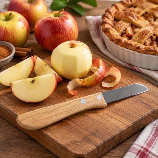 Schilmesje (1 stuk) - Aardappelschilmesje - 17cm (Lemmet: 7cm) - Schilmes met Houten Handvat