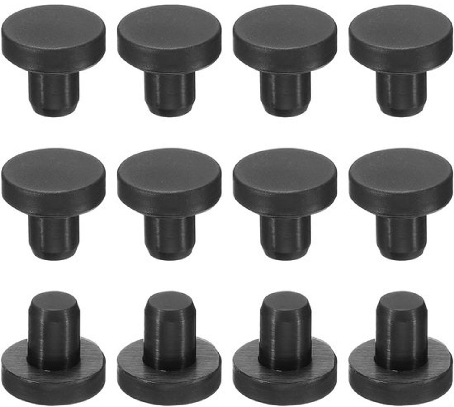 Set van 24 zwarte siliconen rubberen stoppen voor gaten van 6,5-7 mm