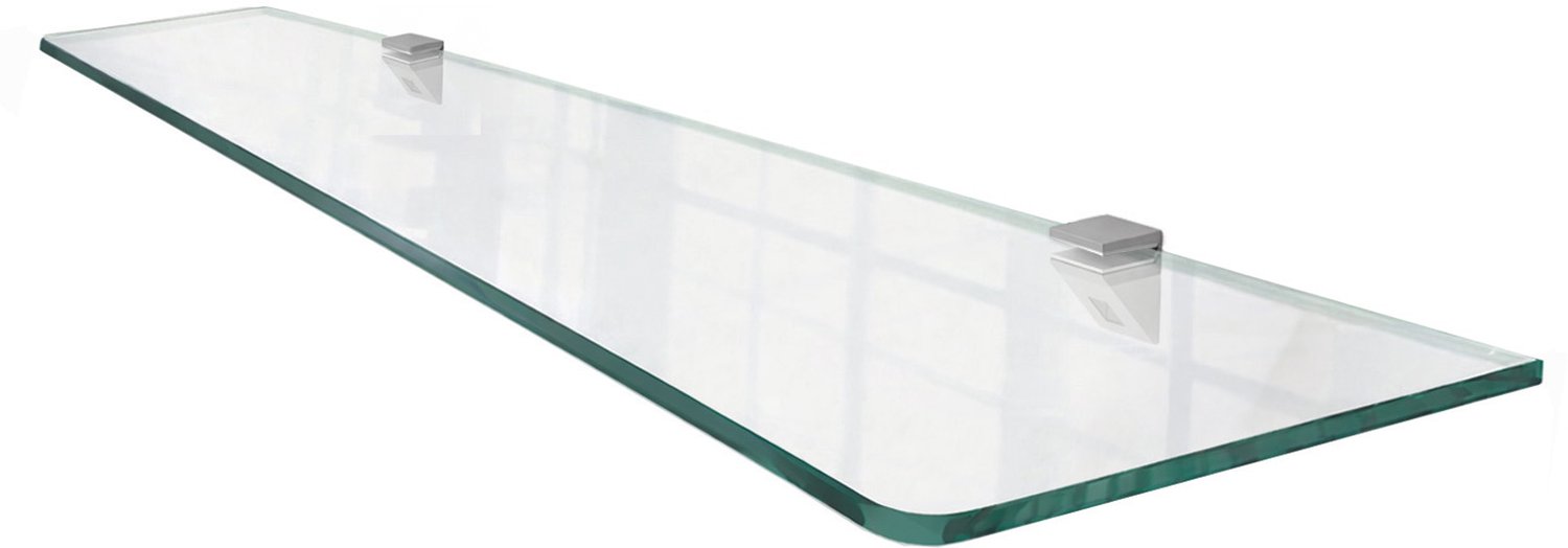 WallMuralia - Glazen Badkamerplank – 50x13 cm – Gehard Floatglas – Gepolijste Randen – Verchroomde Houders – Draagvermogen 12 kg