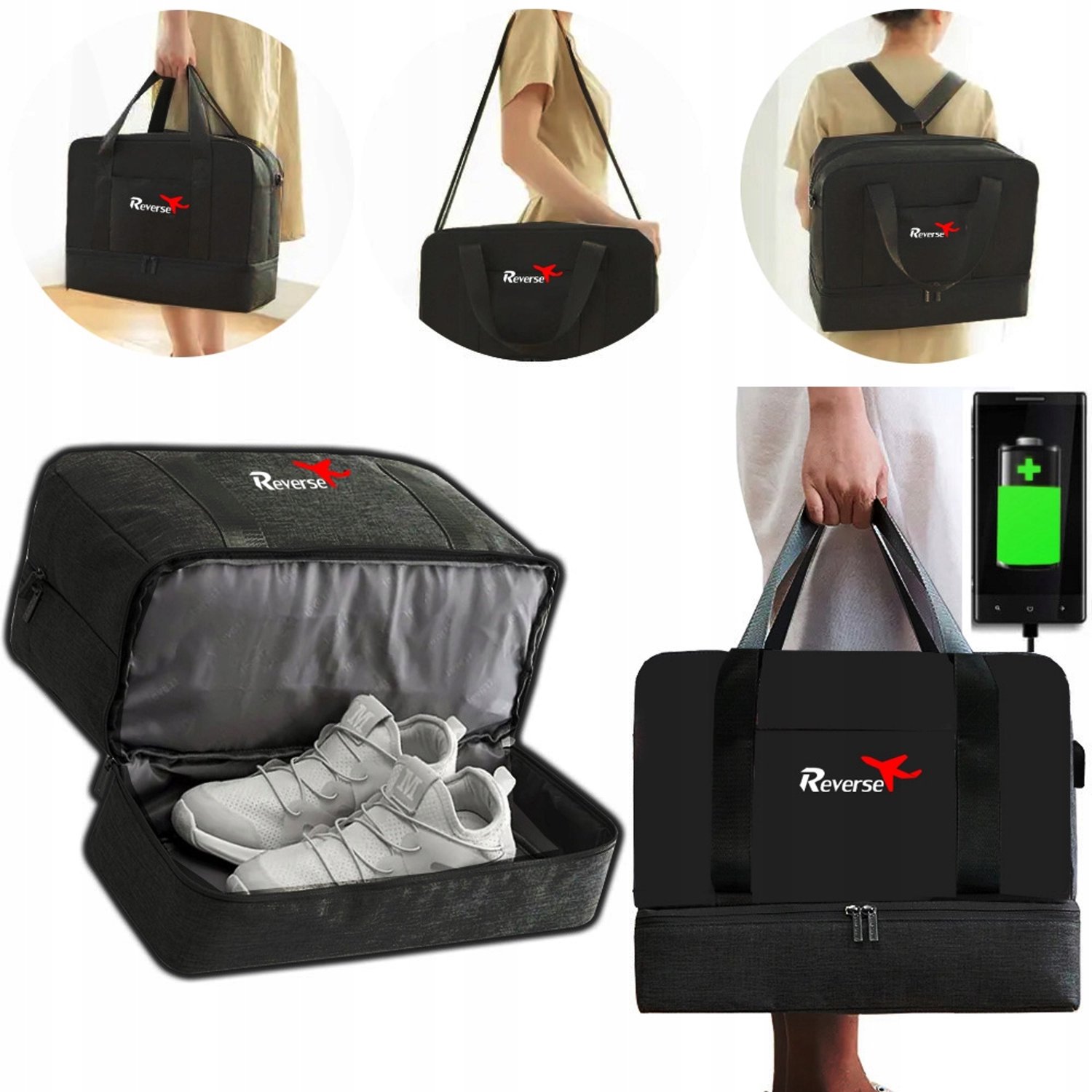 Handige handbagage rugzak voor Ryanair & Wizz Air, 40x20x25 cm, zwart