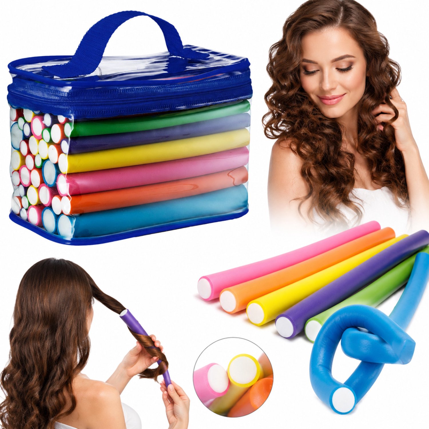Merkloze Haarrollers Set - 42 Stuks Kleurrijke Krulrollers voor Zonder Hitte