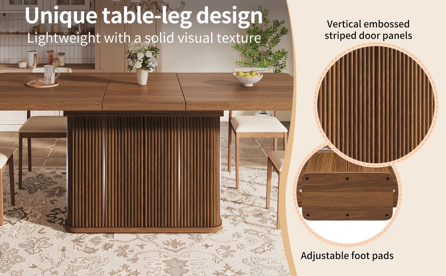 MODENUIT Eettafel - Uitschuifbaar Met Verborgen Opbergruimte - Eetkamer - MDF En Metaal - 140-180 Cm - Bruin Brown