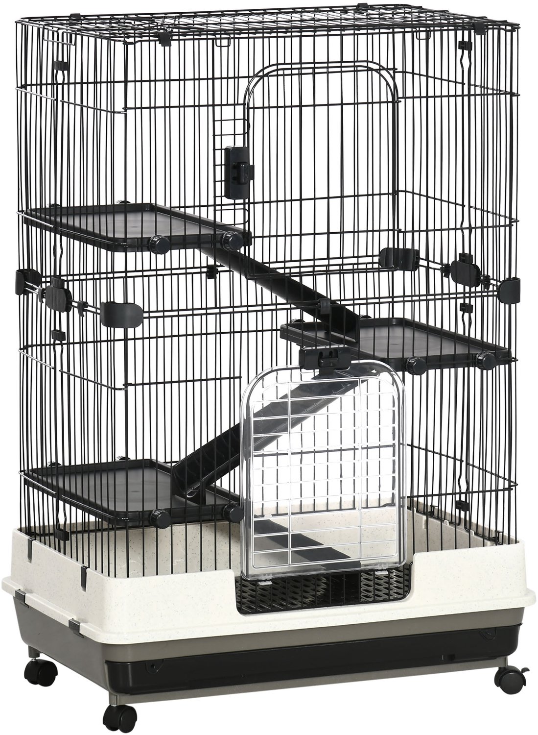 PawHut Kooi voor Kleine Dieren - Metaal - 81,2 x 52,7 x 114 cm - Zwart