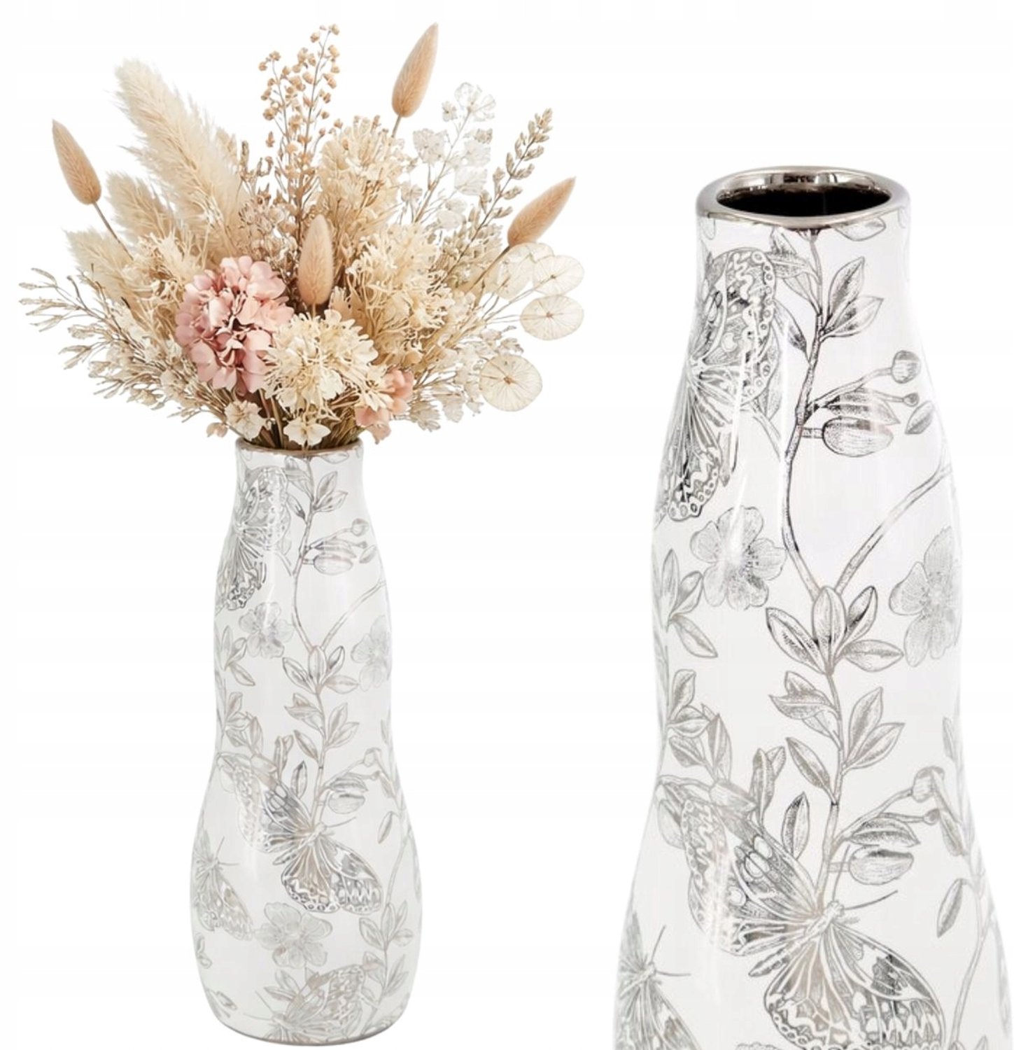 Decoratieve Vaas RITA 9x25 cm Zilver Glanzend Bloemendecor