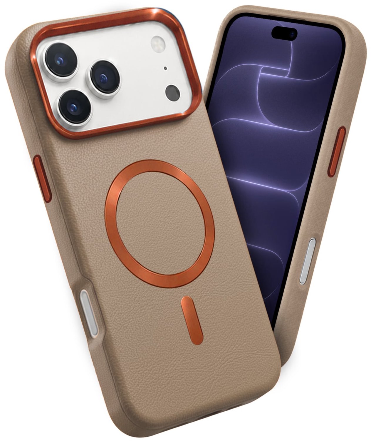 Hoesje - Geschikt voor Apple iPhone 18 Pro - Magsafe Compatible - Leer Look - Sterk & Shockproof - Back Cover - Telefoon Hoes Shockproof - Shock Proof Case - Telefoonhoes - Crème