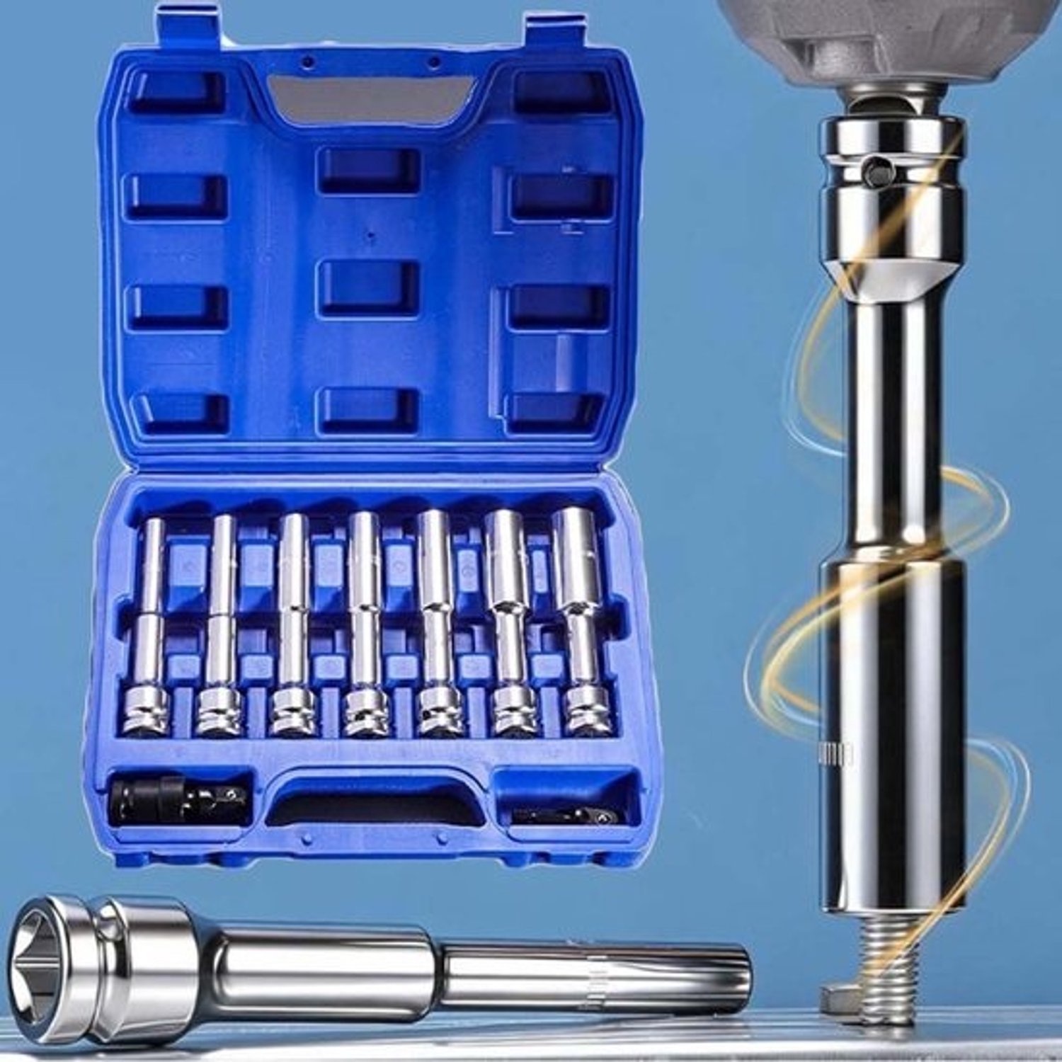 Inbussleutelset - Zeskantdoppenset - Voor werkplaatsgebruik - Chroom-vanadiumstaal - 8–19 mm - Zwart
