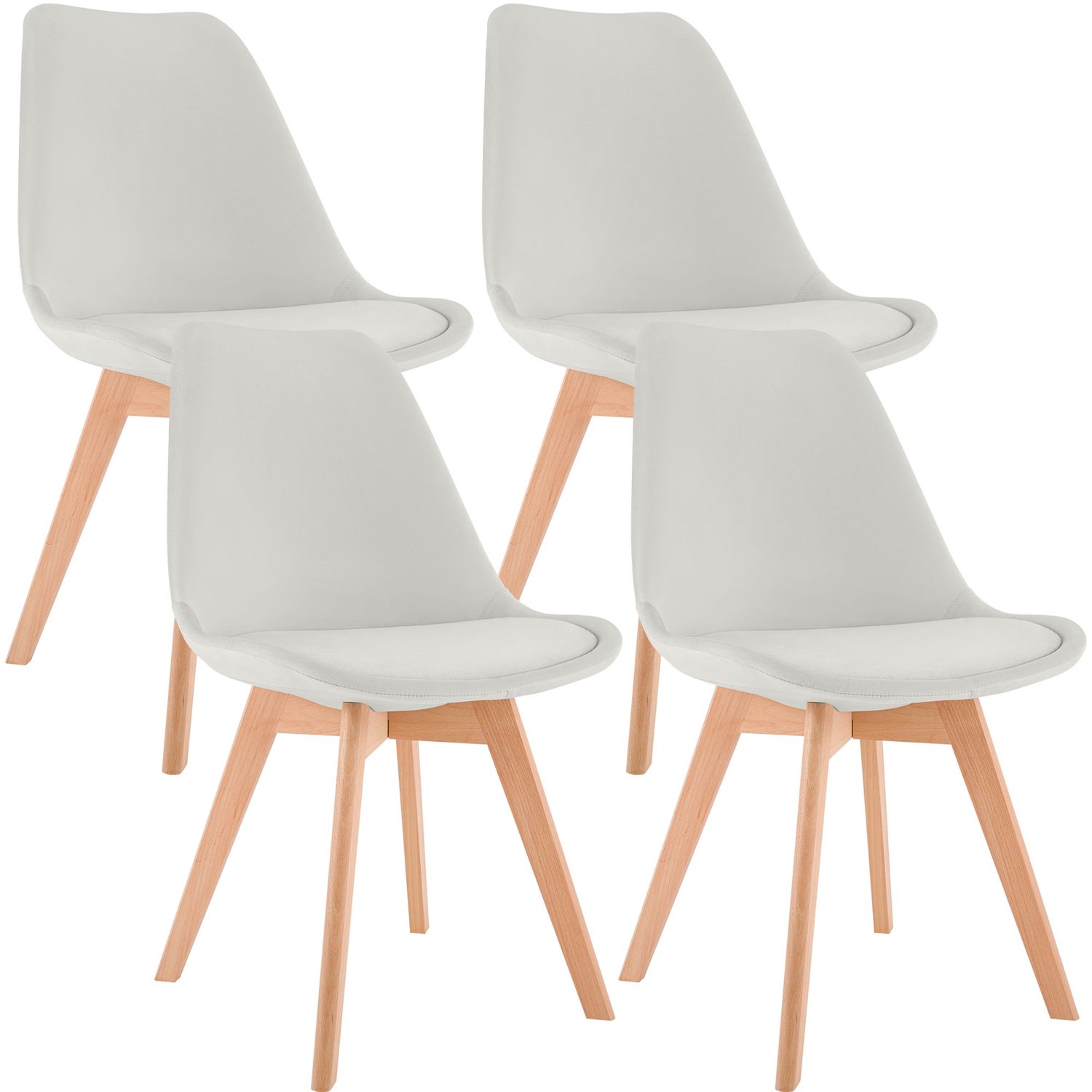 Luxe Comfort Verona 0007 stoelen (set van 4) - fluweel - lichtgrijs Fluweel/licht grijs