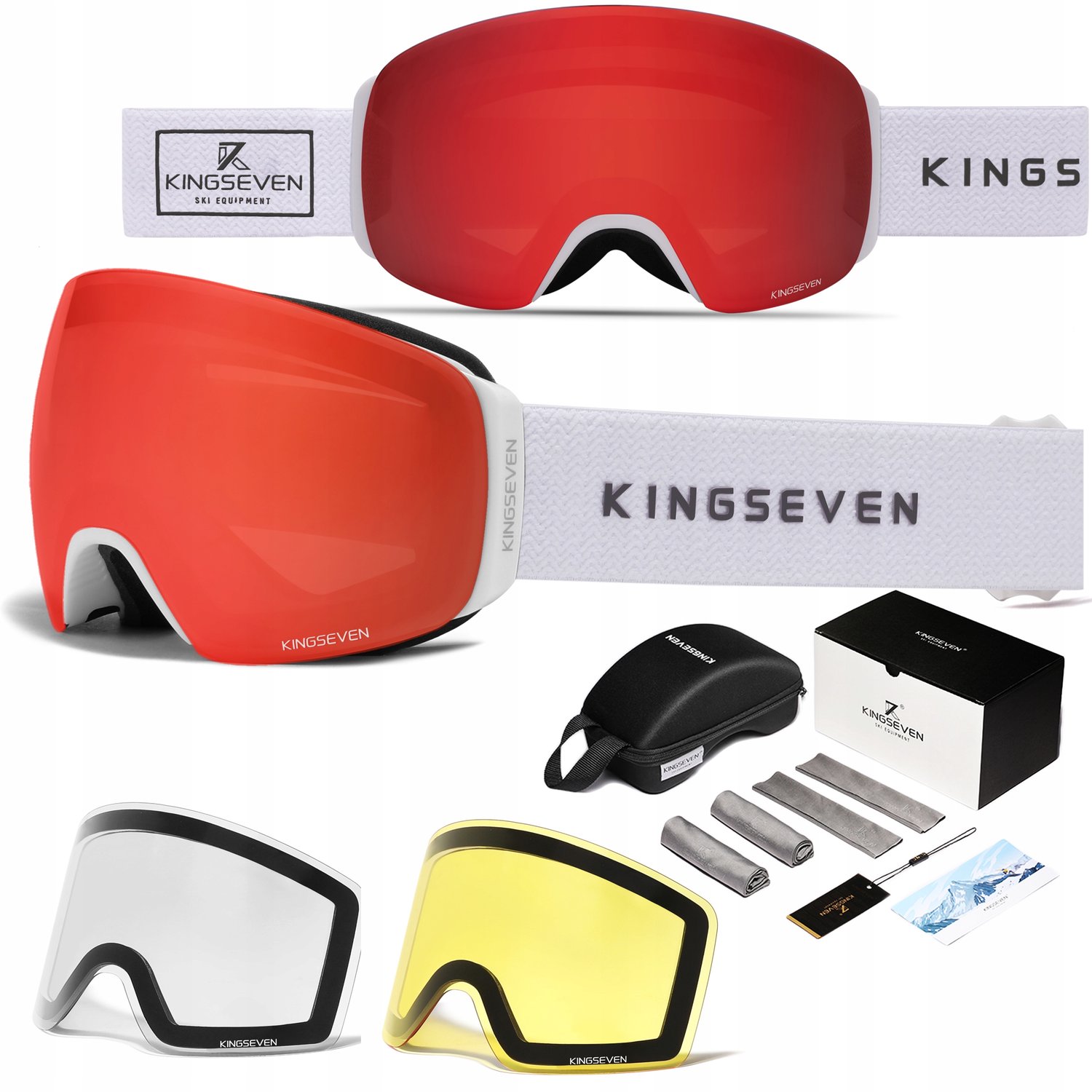 KINGSEVEN Ski Goggles | UV400 | 3 Magnetische Verwisselbare Lenzen