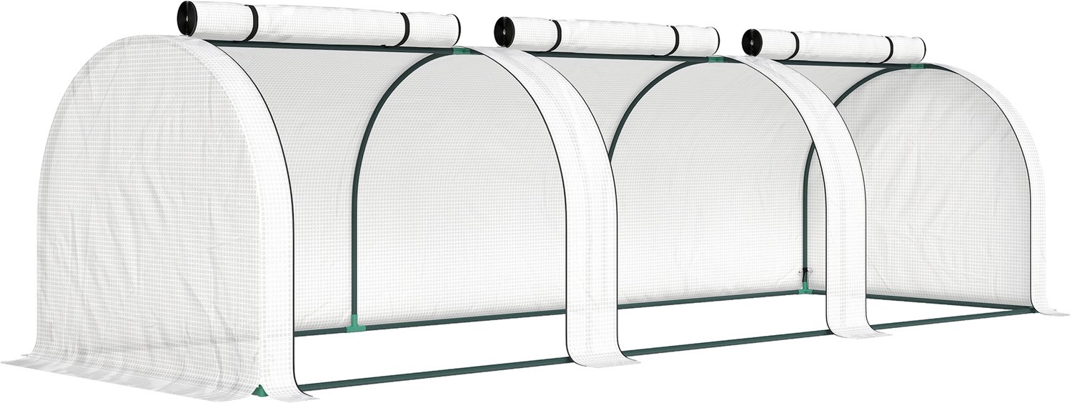 Sunona Tomatenkas - Met 3 oprolbare ritsvensters - Stalen frame - 295 x 100 x 80 cm - Wit