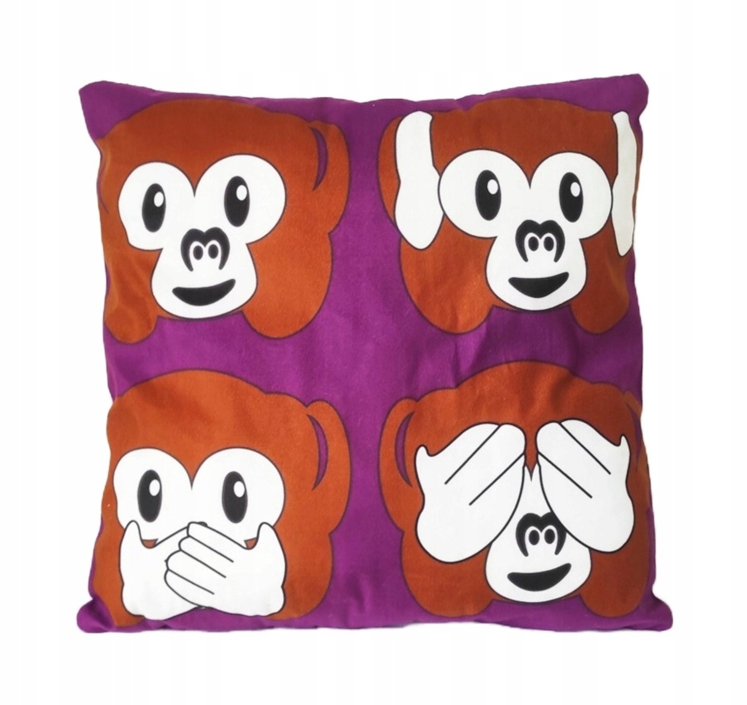 Decoratieve Kussenhoes Velours Paars 45x45cm met Emoji Aapje