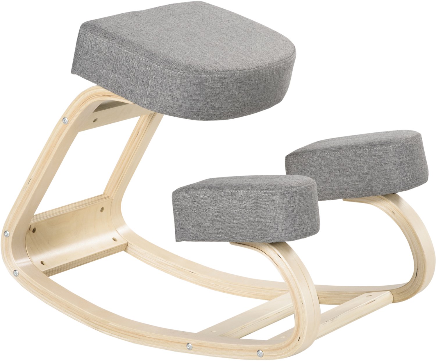 Vinona Ergonomische kniestoel - Met kantelfunctie - Massief berkenhouten frame - Met 10 cm dikke kussens - 51 x 69 x 58 cm - Grijs