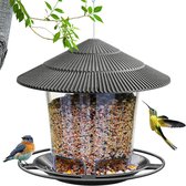 Vogelvoederdispenser - Grijs - 16,5 x 16,5 x 13,5 cm - Weerbestendig Voederstation voor Wilde Vogels - Voor Tuin en Balkon