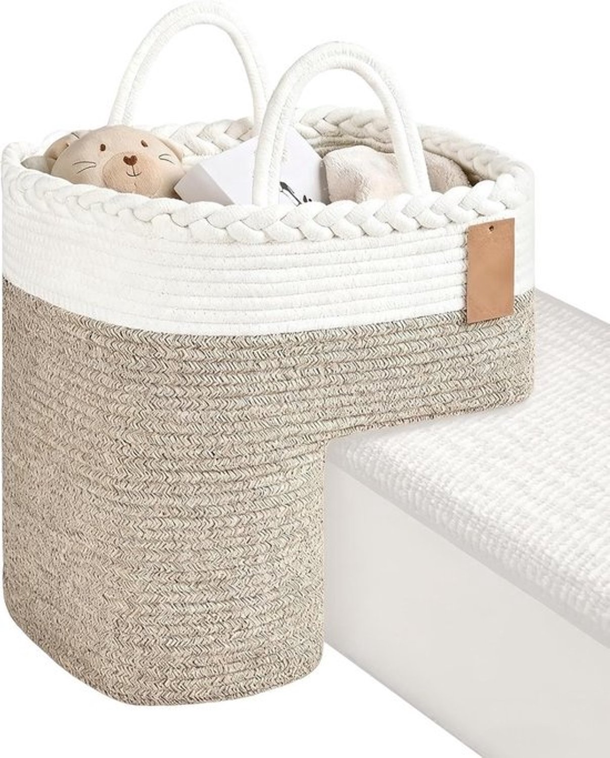 Trapmandorganizer - Opbergmand voor de trap - Ruimte ordenen - L-vormige pasvorm - 38x38x25 cm - Linnenkleur