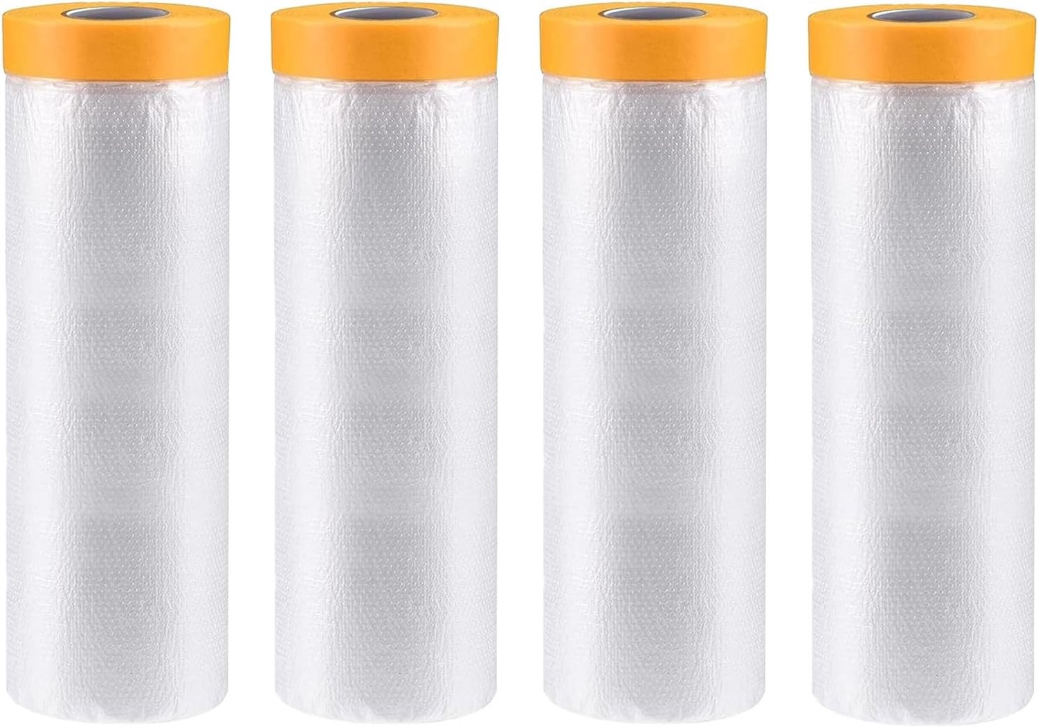 Transparante Dekfilm en Plakband Set van 4, 110 cm x 20 m, Ideaal voor Schilderwerk en Stofbescherming