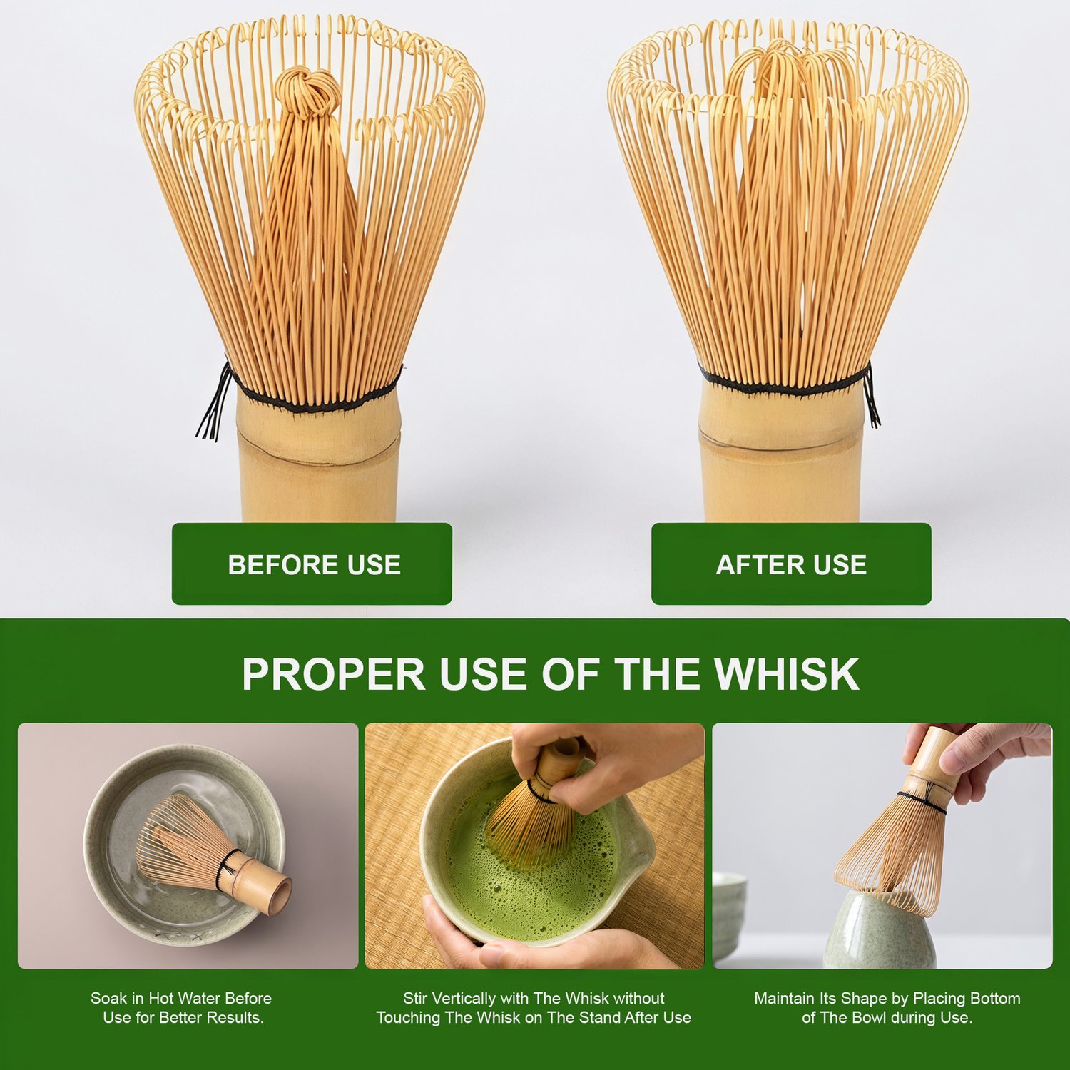 Yelenaro 7-Delige Matcha Set, Complete Matcha Starterset voor Beginners, Handgemaakt Matcha Bereidingsset met Bamboe Klopper, Lepel, Keramische Schaal, Zeef en Houder, Traditionele Theeceremonie Set, Groen
