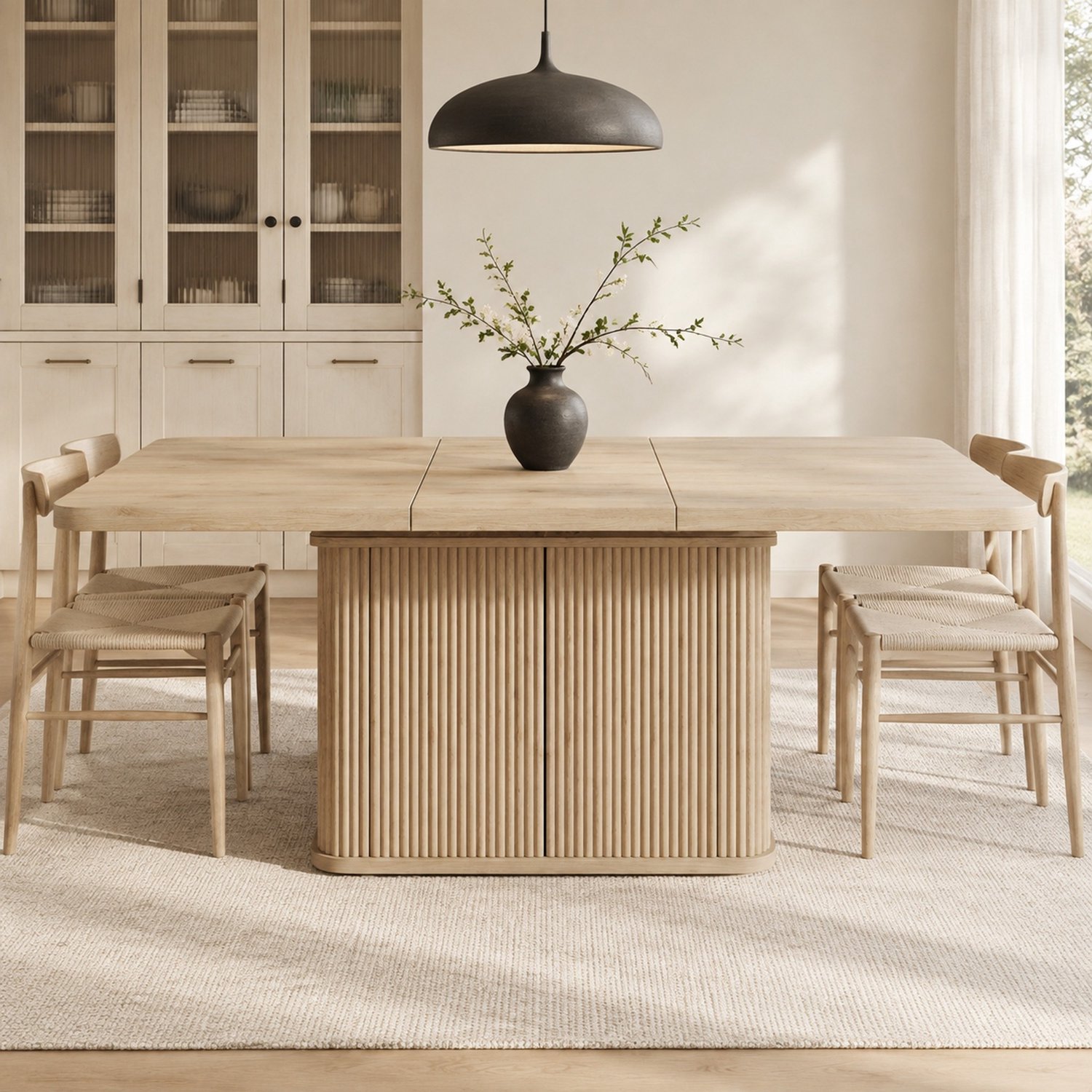 HAUSS SPOLE Uitschuifbare Eettafel Met Verborgen Opbergruimte - Voor Eten En Werken - MDF En Metaal - 140 Tot 180 Cm - Licht Houtdecor
