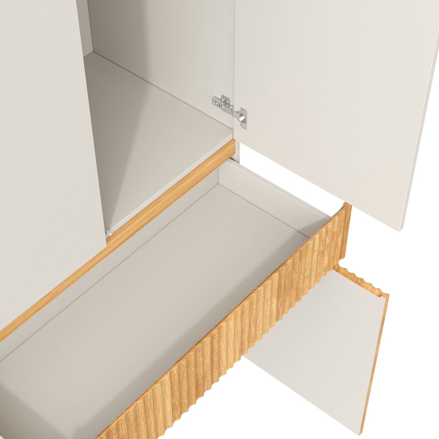 MODENUIT Kledingkast - 4 Deuren Met Lade En Kledingroede - Voor Slaapkamer - MDF - 90x50x200 Cm - Lichtgrijs Licht eiken + grijs