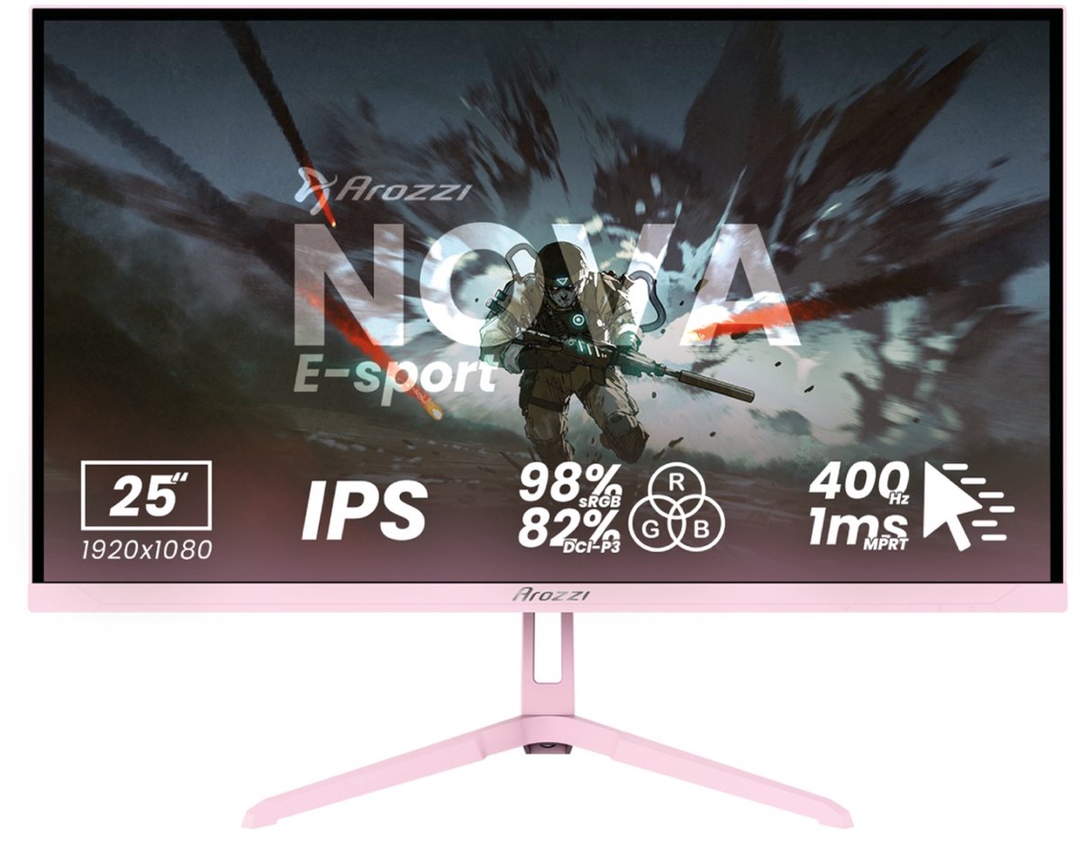 Arozzi Nova 25" E-Sport Gaming Monitor - Full HD IPS - 400Hz - Roze