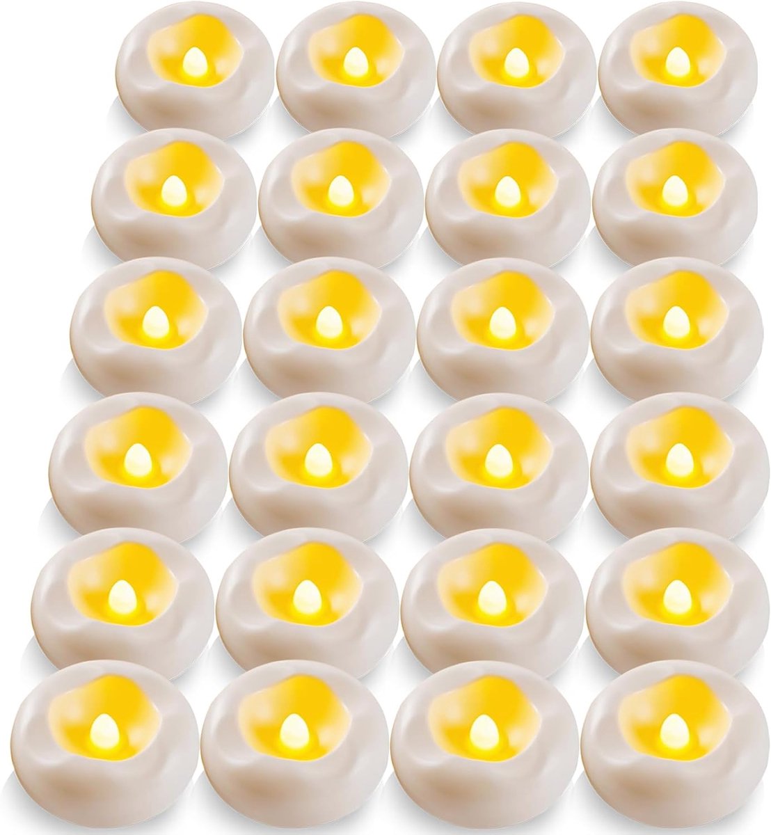 LED Kaarsen - Drijvende LED Kaarsen - Waterdichte Drijvende Kaarsen met Warm Wit Licht - Batterijgevoed en Vlamloos - Geschikt voor Tafeldecoratie Badkuip Zwembad en Fontein - 24 Stuks - Formaat 5.8x2.5 cm