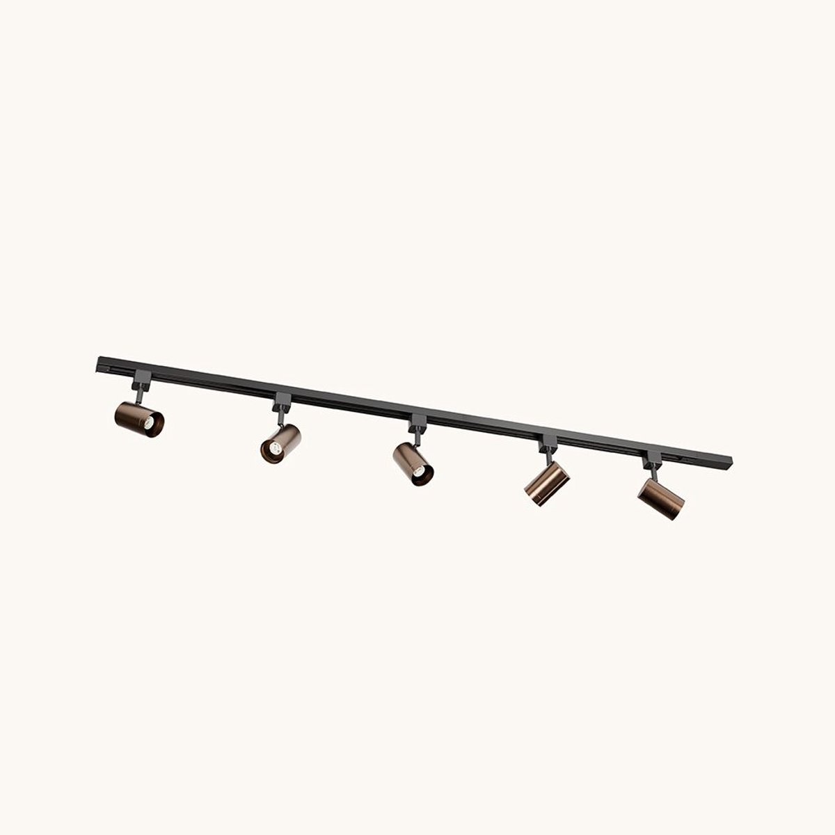 LUSENZ Railverlichting Pakket - Recht - 1,5 m rail - 5 railspots - Brons -Excl. Lichtbron - IP20 - Modulair - 230V - Beloria