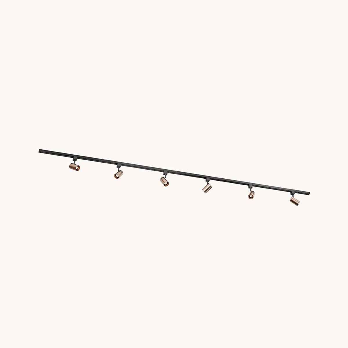 LUSENZ Railverlichting Pakket - Recht - 2x 1,5 m rail - 6 railspots - Bruin - Excl. Lichtbron - IP20 - Modulair - 230V - Beloria