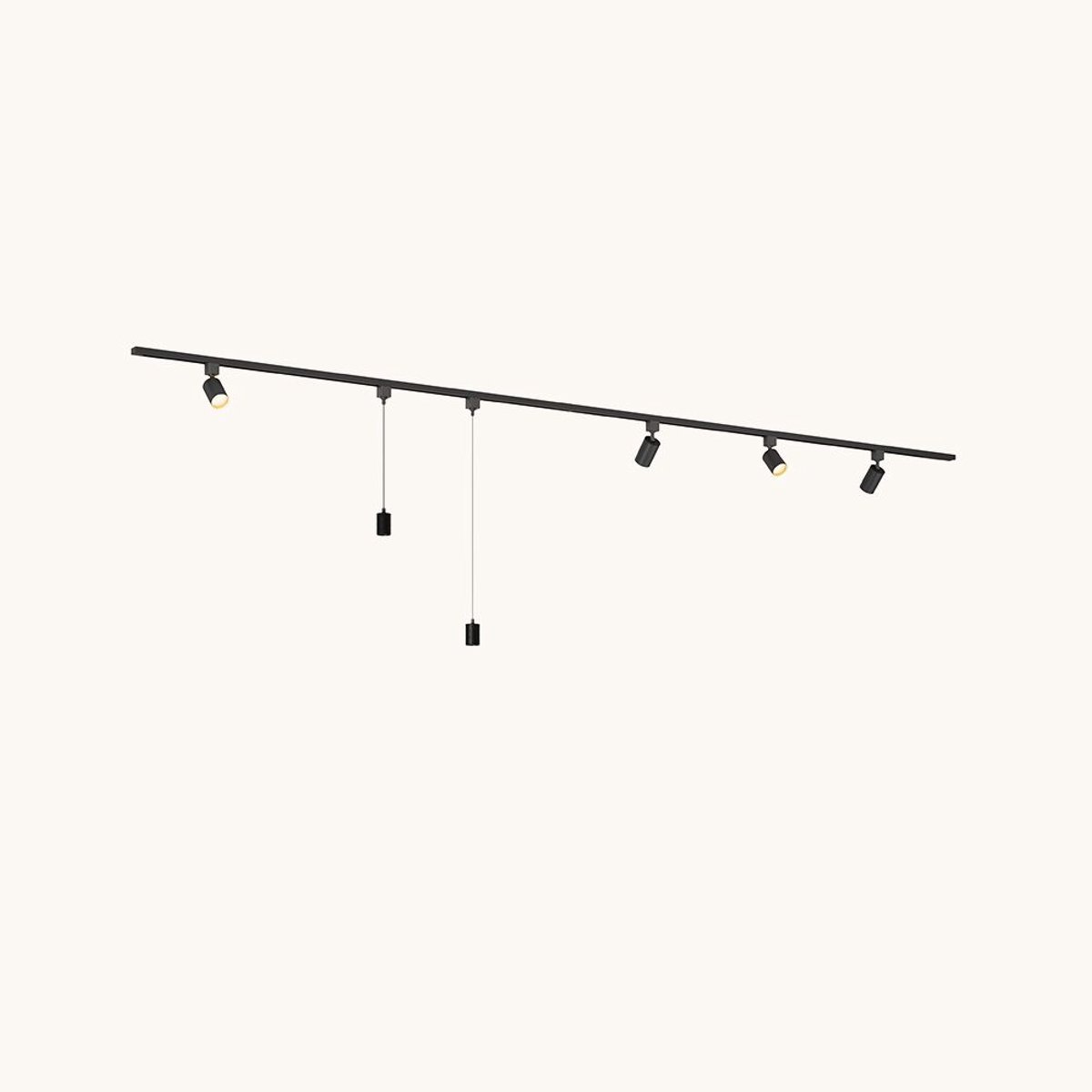 LUSENZ Railverlichting Pakket - Recht - 2x 1,5 m rail - 4 railspots - 2 hanglampen - Excl. Lichtbron - IP20 - Modulair - 230V - Beloria/Belano(L) -