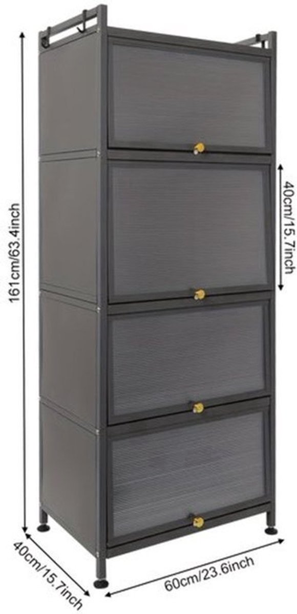 Opbergkast – Opbergrek – Stellingkast – Kast – Opbergmeubel – 5-laags – Carbonstaal & Kunststof – Extra Hoog Met Remwielen