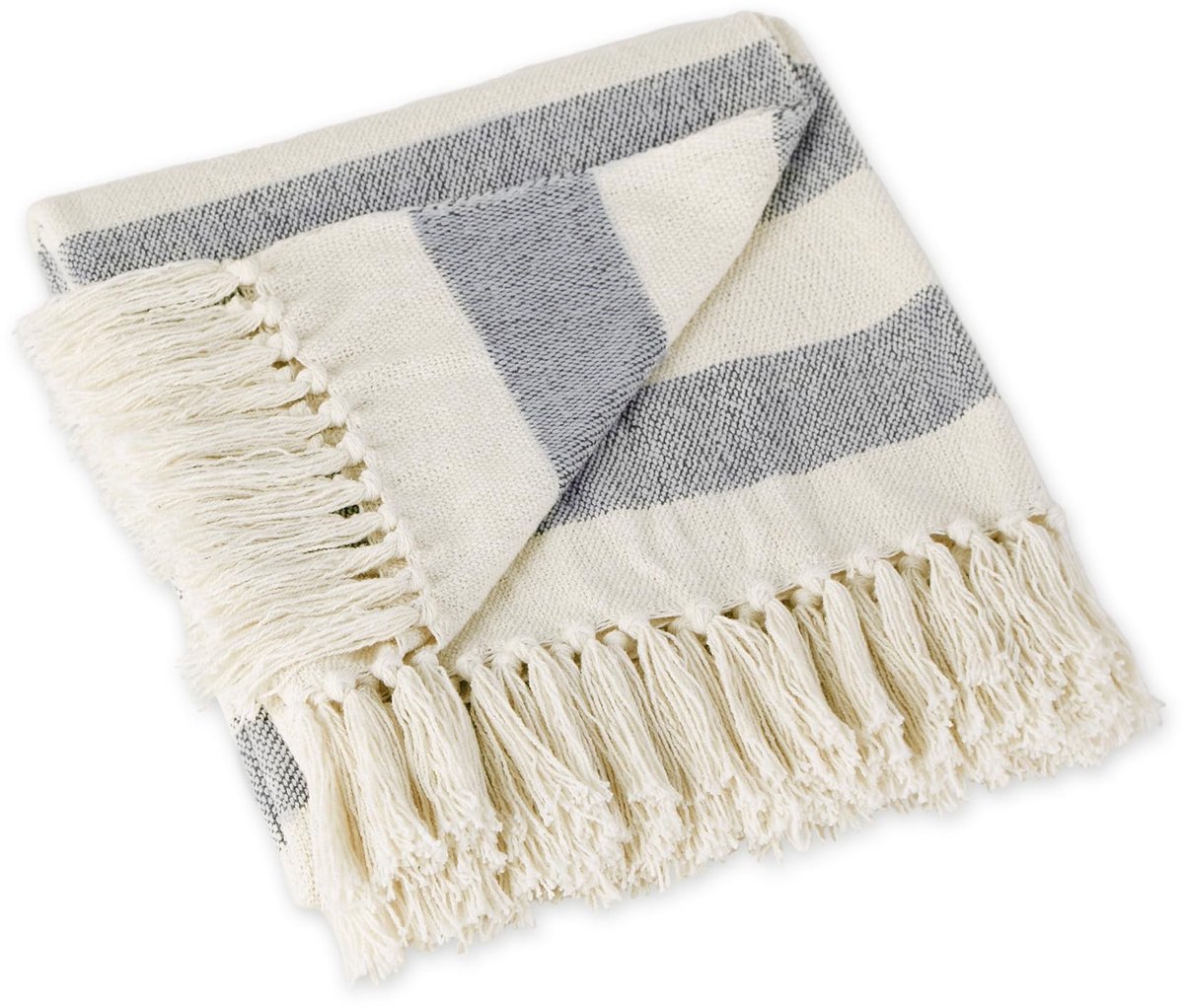 Elzusha - Woven Throw Dekentje van 100% Katoen, 50x60 cm in Franse Blauw
