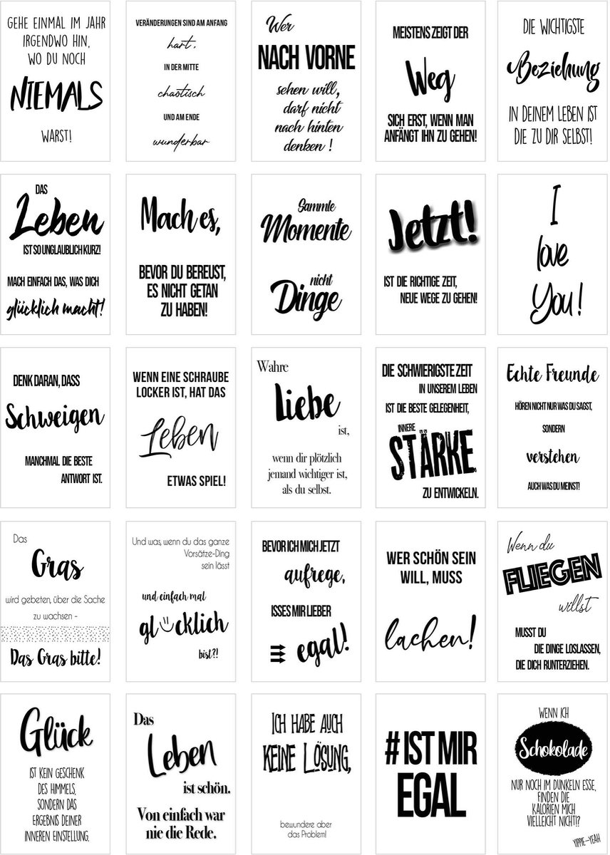 Elzusha - Set van 25 Inspirerende Postkaarten met Teksten