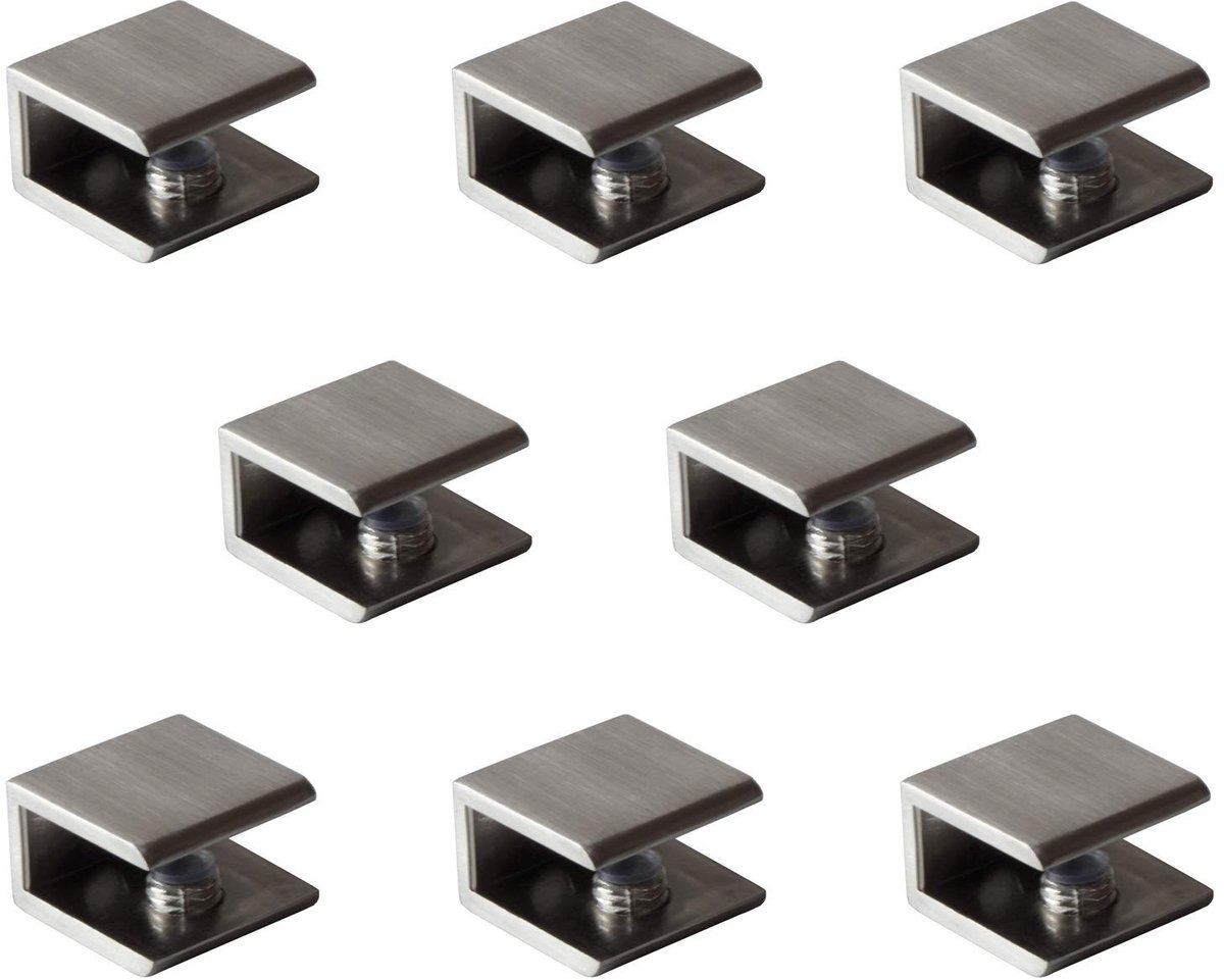 Elzusha - Set van 8 Glashouders - Wandmontage - Verstelbaar voor Dikte 8-12 mm