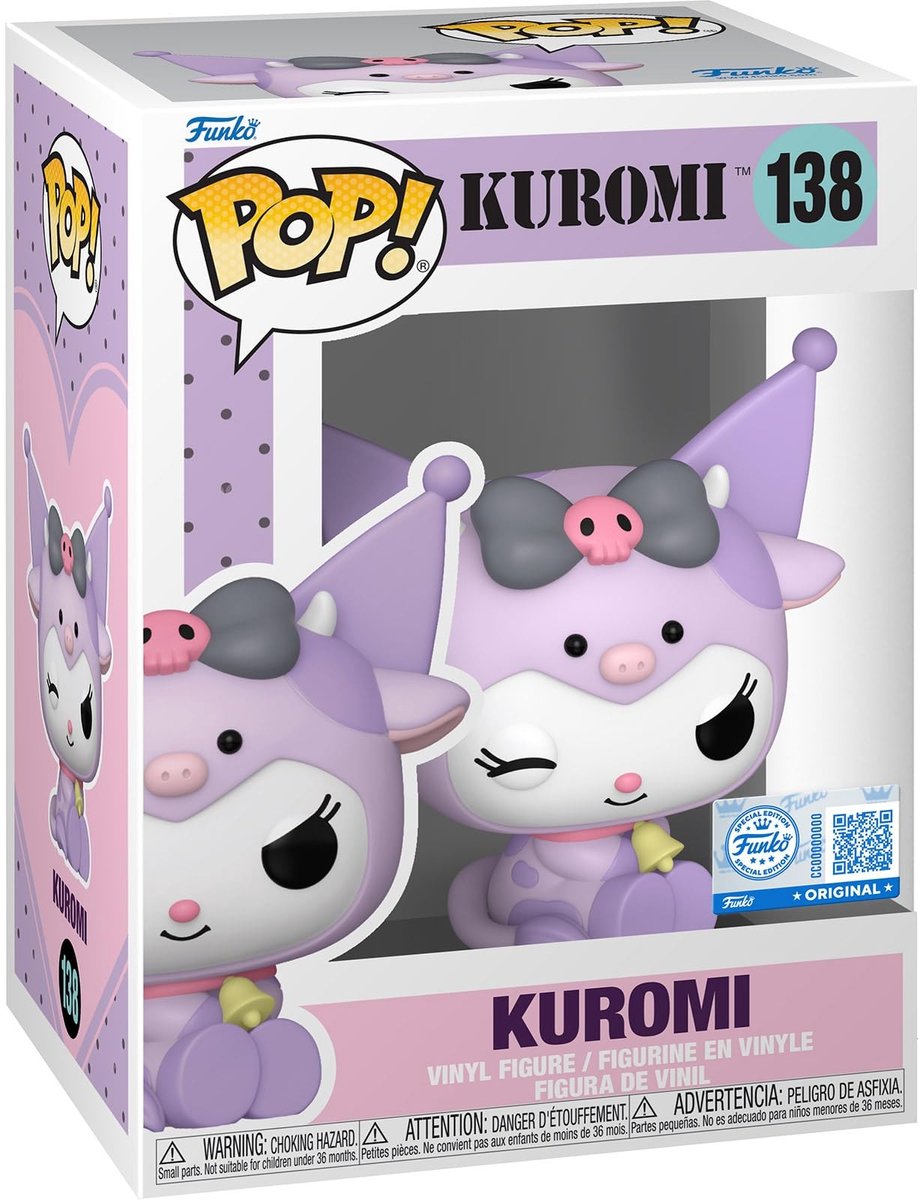 Elzusha - Vinylfiguur Kuromi in koe kostuum - Verzamelobject voor anime fans