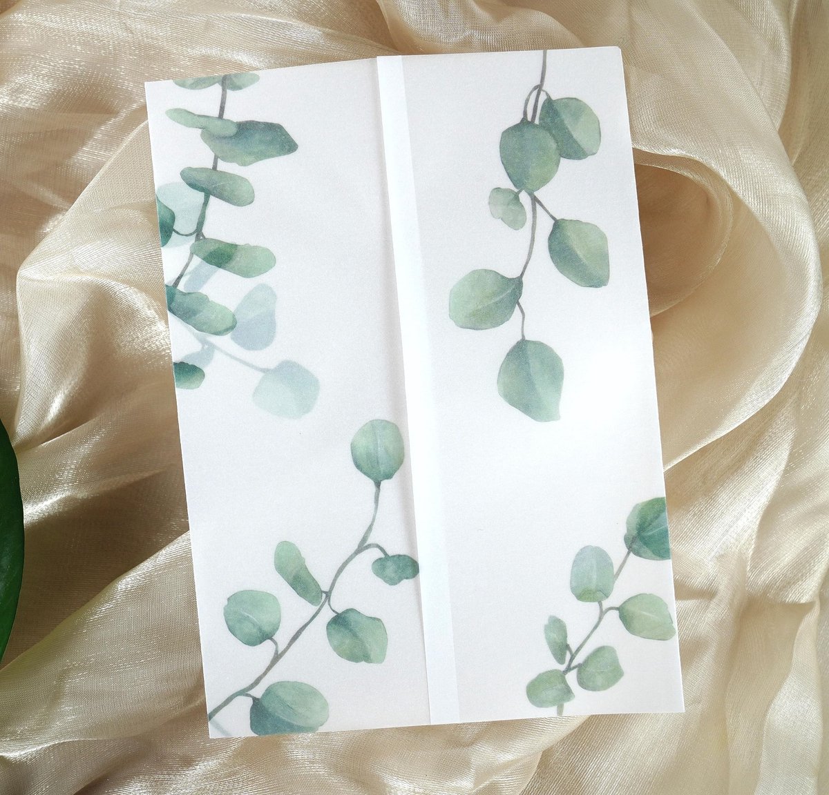 Elzusha - Vellum Jackets voor 5x7 Uitnodigingen - Groene Eucalyptus Patroon - 50 Stuks