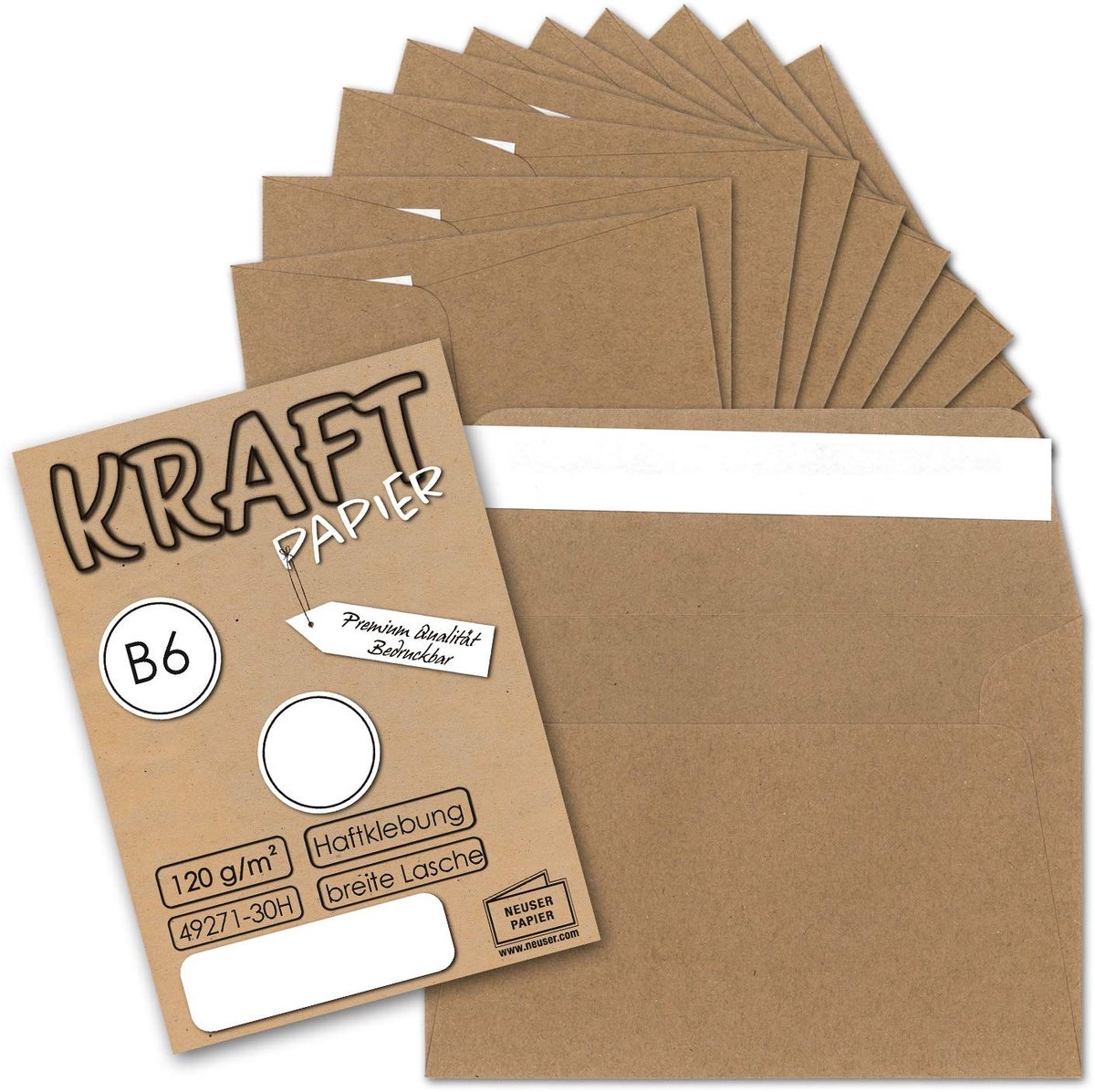 Elzusha - 50 Vintage Enveloppen B6 - Brown kraft papier - Zelfklevend