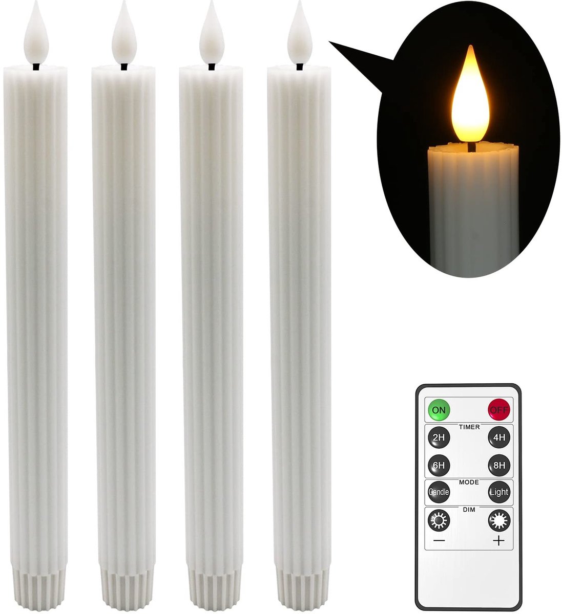 Elzusha - Set van 4 LED Kaarsen met Afstandsbediening en Timerfunctie