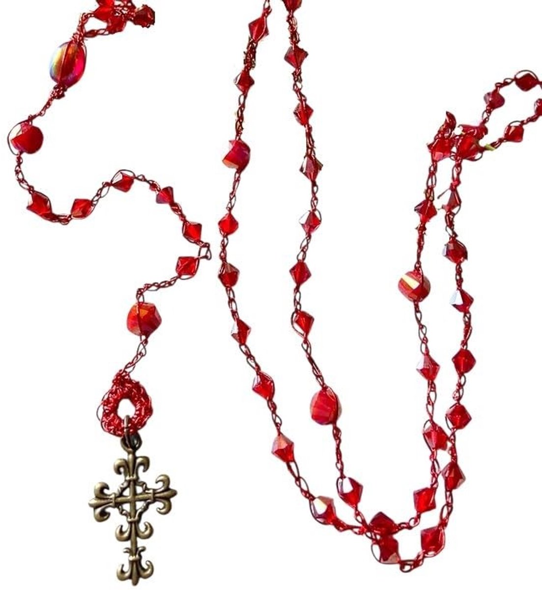 Elzusha - Handgemaakt Rozenkrans-halsketting met Swarovski Kristallen