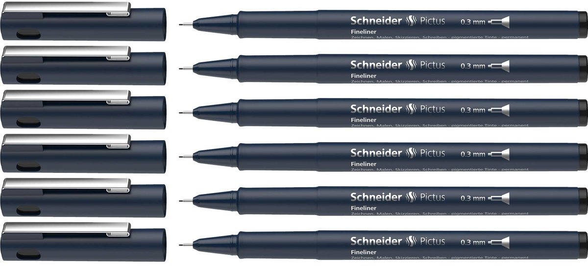 Elzusha - Set van 6 Fineliners voor Tekenen en Schrijven