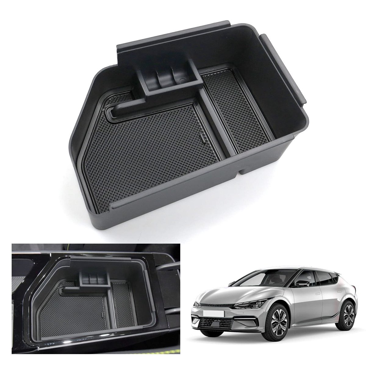 Elzusha - Center Console Opbergbox voor Kia EV6 2021-2025 - Zwart
