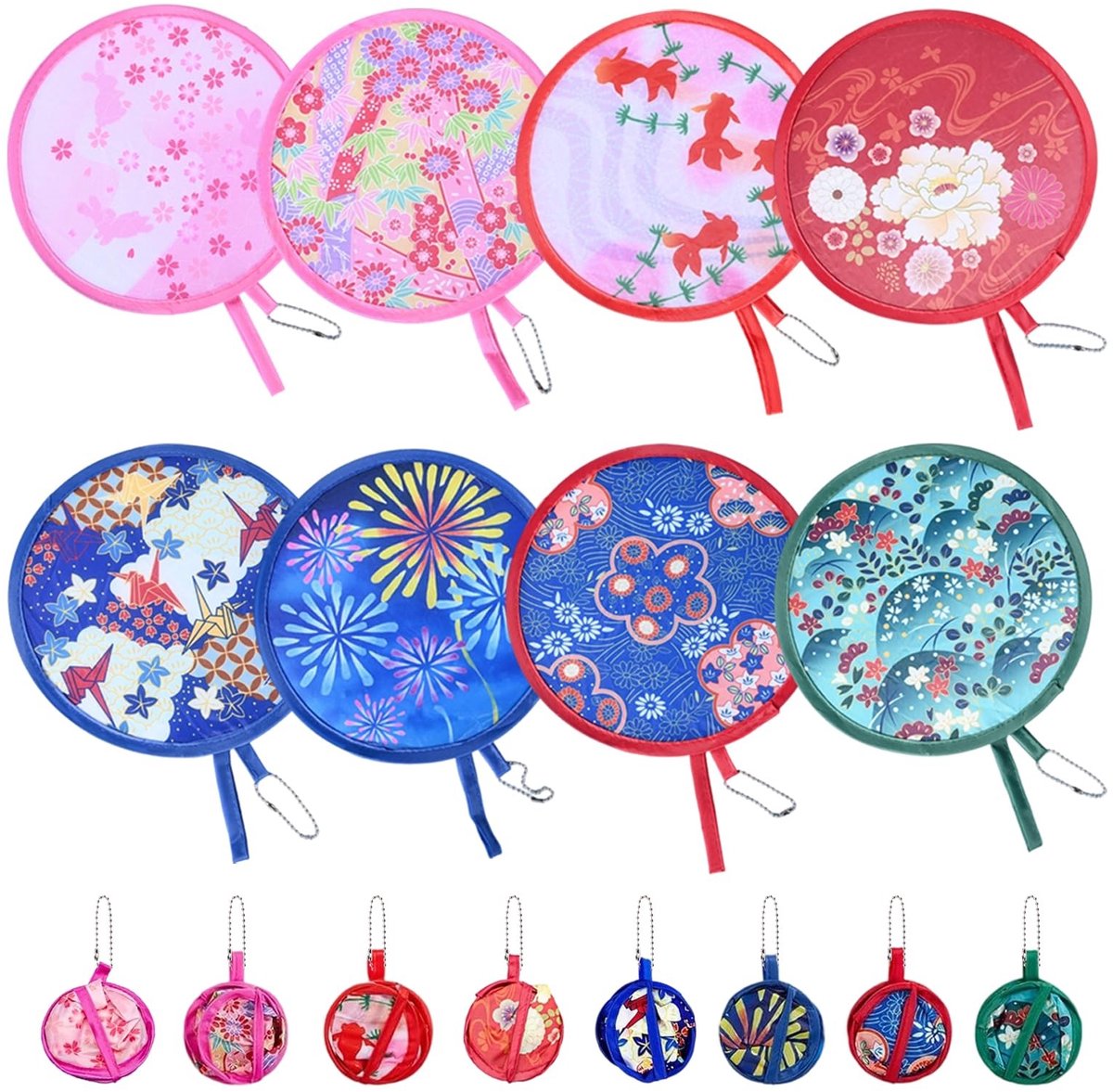 Elzusha - Set van 8 Opvouwbare Handfans - Multicolor