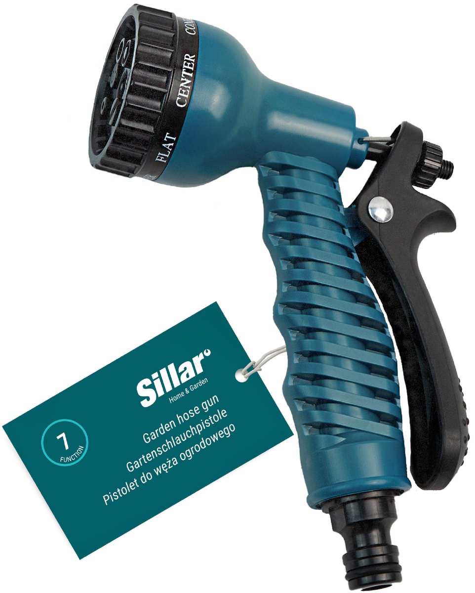 Sillar Sproeipistool met 7 spuitstanden - tuinspuitpistool - Pistoolsproeie rvoor tuinslang - ergonomisch ontwerp - regelbaar waterstraal