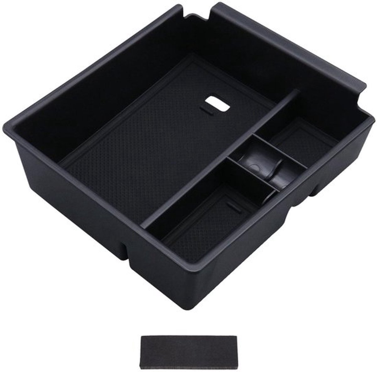 Allecto - Armsteunbak - Auto-opbergdoos - Stijl A - Zwart - Rubber matten - Ideaal